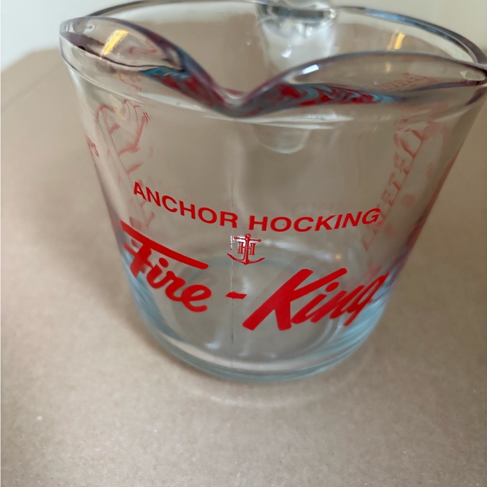 Anchor Hocking Fire-King Red and Clear Glass Cup